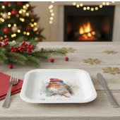 Winter-Rotkehlchen-Wasserfarben-Rotmützen-Muster Pappteller
