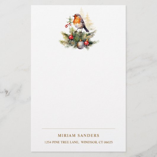 Winter Rotkehlchen Weihnachten  Briefpapier (Vorderseite)