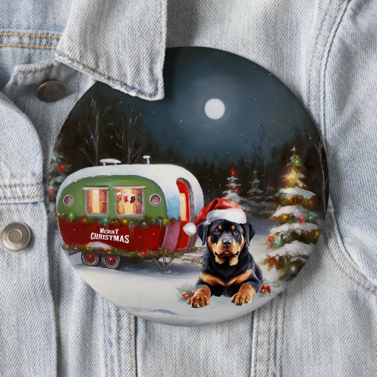 Winter Rottweiler Caravan Weihnachtsabenteuer Button (Beispiel)