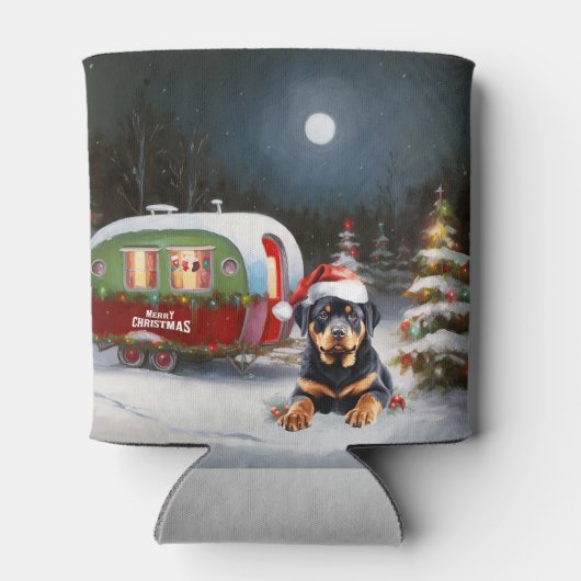 Winter Rottweiler Caravan Weihnachtsabenteuer Dosenkühler (Rückseite)
