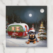 Winter Rottweiler Caravan Weihnachtsabenteuer Geschenkanhänger (Rückseite)