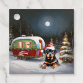 Winter Rottweiler Caravan Weihnachtsabenteuer Geschenkanhänger (Vorderseite)