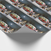 Winter Rottweiler Caravan Weihnachtsabenteuer Geschenkpapier (Ecke)