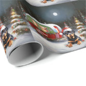 Winter Rottweiler Caravan Weihnachtsabenteuer Geschenkpapier (Rolleneckpunkt)