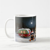 Winter Rottweiler Caravan Weihnachtsabenteuer Kaffeetasse (Links)