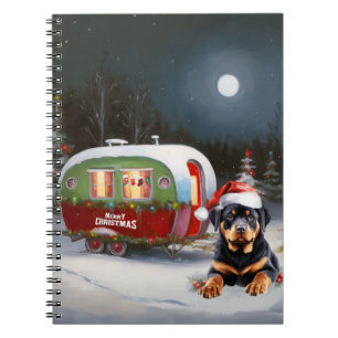 Winter Rottweiler Caravan Weihnachtsabenteuer Notizblock