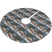 Winter Rottweiler Caravan Weihnachtsabenteuer Polyester Weihnachtsbaumdecke (Schrägansicht)