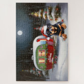 Winter Rottweiler Caravan Weihnachtsabenteuer Puzzle (Vertikal)