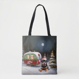 Winter-Rottweiler-Wohnwagen-Weihnachtsabenteuer Tasche