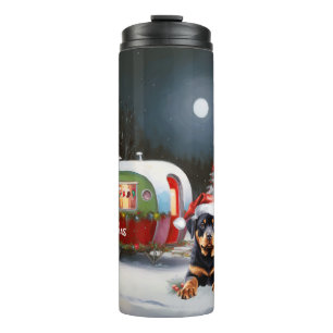 Winter-Rottweiler-Wohnwagen-Weihnachtsabenteuer Thermosbecher