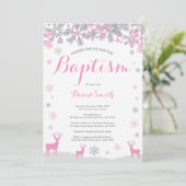 Winter-Rotwild-Mädchen-Taufe-Einladung Einladung (Stehend Vorderseite)