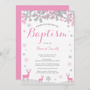 Winter-Rotwild-Mädchen-Taufe-Einladung Einladung