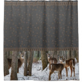 Winter-Rotwild-u. Kiefern-Kegel Duschvorhang (Vorderseite)