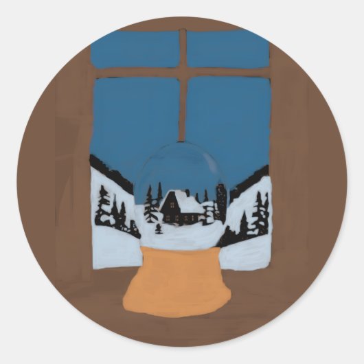 Winter Round Stickers - Decorative Snow Globe  (Vorderseite)