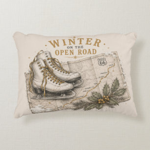 Winter Route 66 Urlaubsstraßen-Trip Dekoration Dekokissen