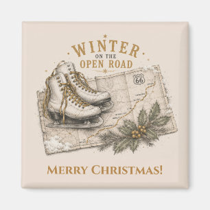 Winter Route 66 Weihnachts-Kühlschrank-Dekor Magnet