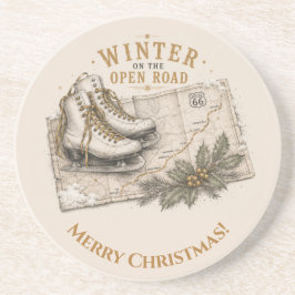 Winter Route 66 Weihnachtsgetränk Dekoration Getränkeuntersetzer