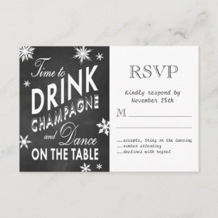 Winter-RSVP Zeit, Champagner zu trinken RSVP Karte