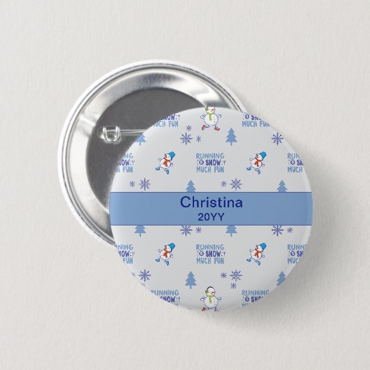 Winter Running - Snowman Weihnachtsbaum Button (Vorne & Hinten)