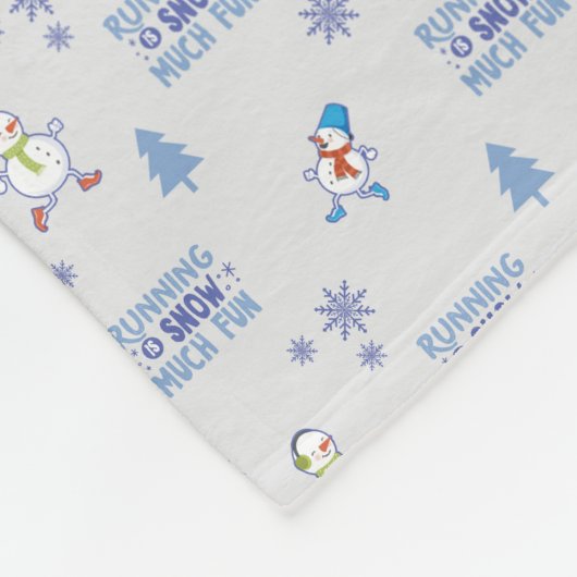 Winter Running - Snowman Weihnachtsbaum Fleecedecke (Ecke)