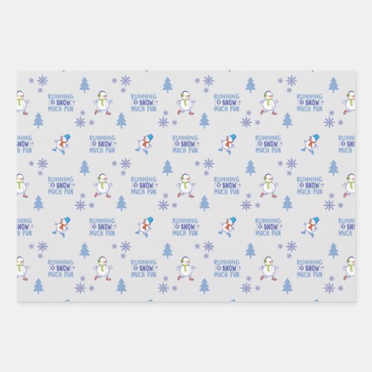Winter Running - Snowman Weihnachtsbaum Geschenkpapier Set (Vorderseite 3)