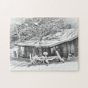 Winter Rural Scene Barn & Rake - Tennessee Foto Puzzle