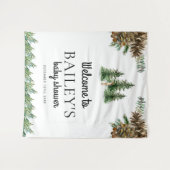 Winter Rustic Baby Dusche Begrüßungszeichen Wandteppich (Vorderseite (Horizontal))