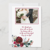 Winter Rustic Burgund Rose Hochzeit Vielen Dank Einladung (Rückseite)