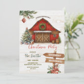 Winter Rustic Country Holiday Barnyard Party Einladung (Stehend Vorderseite)
