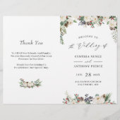 Winter Rustic Floral DIY Folded Wedding Programm (Vorderseite)