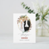 Winter Rustic Greenerity Wedding Foto Vielen Dank Postkarte (Stehend Vorderseite)