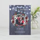 Winter Rustic Navy Burgundy Hochzeit Vielen Dank Einladung (Stehend Vorderseite)