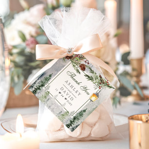 Winter Rustic Pine Trees Lantern Hochzeit Vielen D Geschenkanhänger