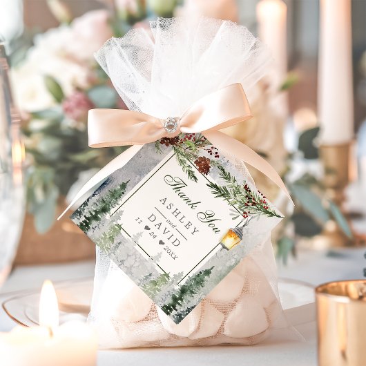 Winter Rustic Pine Trees Lantern Hochzeit Vielen D Geschenkanhänger