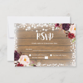 Winter Rustic Wedding RSVP Card Karte