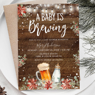 Winter Rustic Wood A Baby Brauen Baby Dusche Einladung