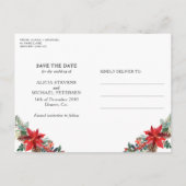 Winter rustikale botanische Hochzeit speichern das Ankündigungspostkarte (Rückseite)