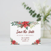 Winter rustikale botanische Hochzeit speichern das Ankündigungspostkarte (Stehend Vorderseite)