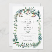 Winter Rustikale Botanische Keilglocken Pine Weddi Einladung (Vorderseite)