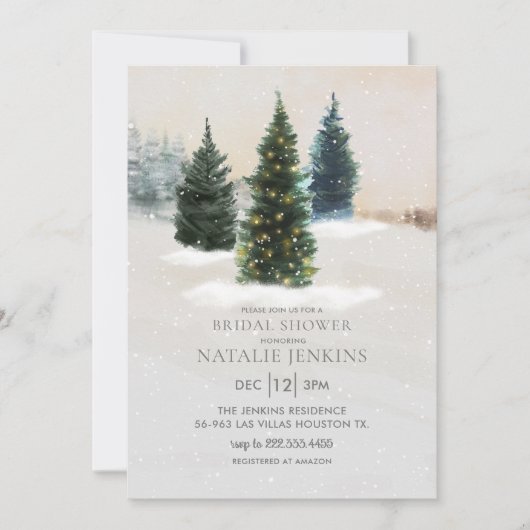 Winter Rustikale Brautdusche Einladung (Vorderseite)