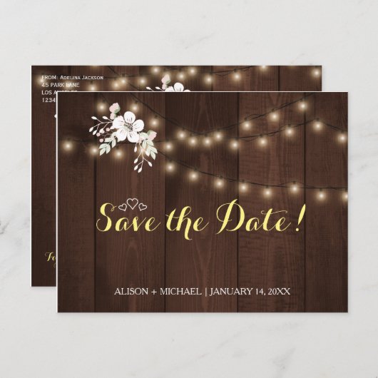 Winter Rustikale Hochzeit | Elegantes Rett Einladungspostkarte (Vorne/Hinten)