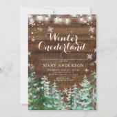 Winter Rustikale Holzschneeflocken Onederland Gebu Einladung (Vorderseite)