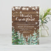 Winter Rustikale Holzschneeflocken Onederland Gebu Einladung (Stehend Vorderseite)