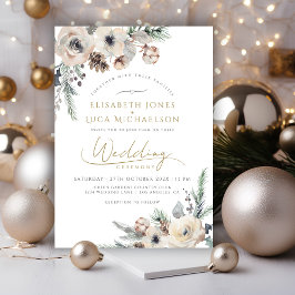 Winter Rustikale Pine Botanical Monogram Boho Wedd Einladung