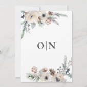 Winter Rustikale Pine Botanical Monogram Wedding Einladung (Rückseite)