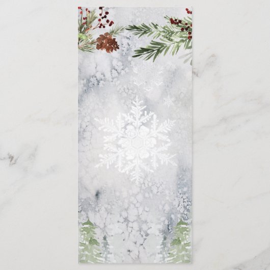 Winter Rustikale Pine Lantern Hochzeit Menükarte (Rückseite)