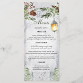 Winter Rustikale Pine Lantern Hochzeit Menükarte (Vorderseite)