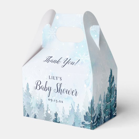 Winter Rustikale Pine Tree Forest Baby Dusche Geschenkschachtel (Rückseite)