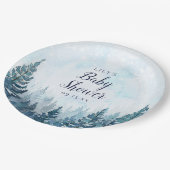 Winter Rustikale Pine Tree Forest Baby Dusche Pappteller (Schrägansicht)