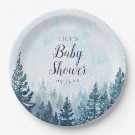 Winter Rustikale Pine Tree Forest Baby Dusche Pappteller